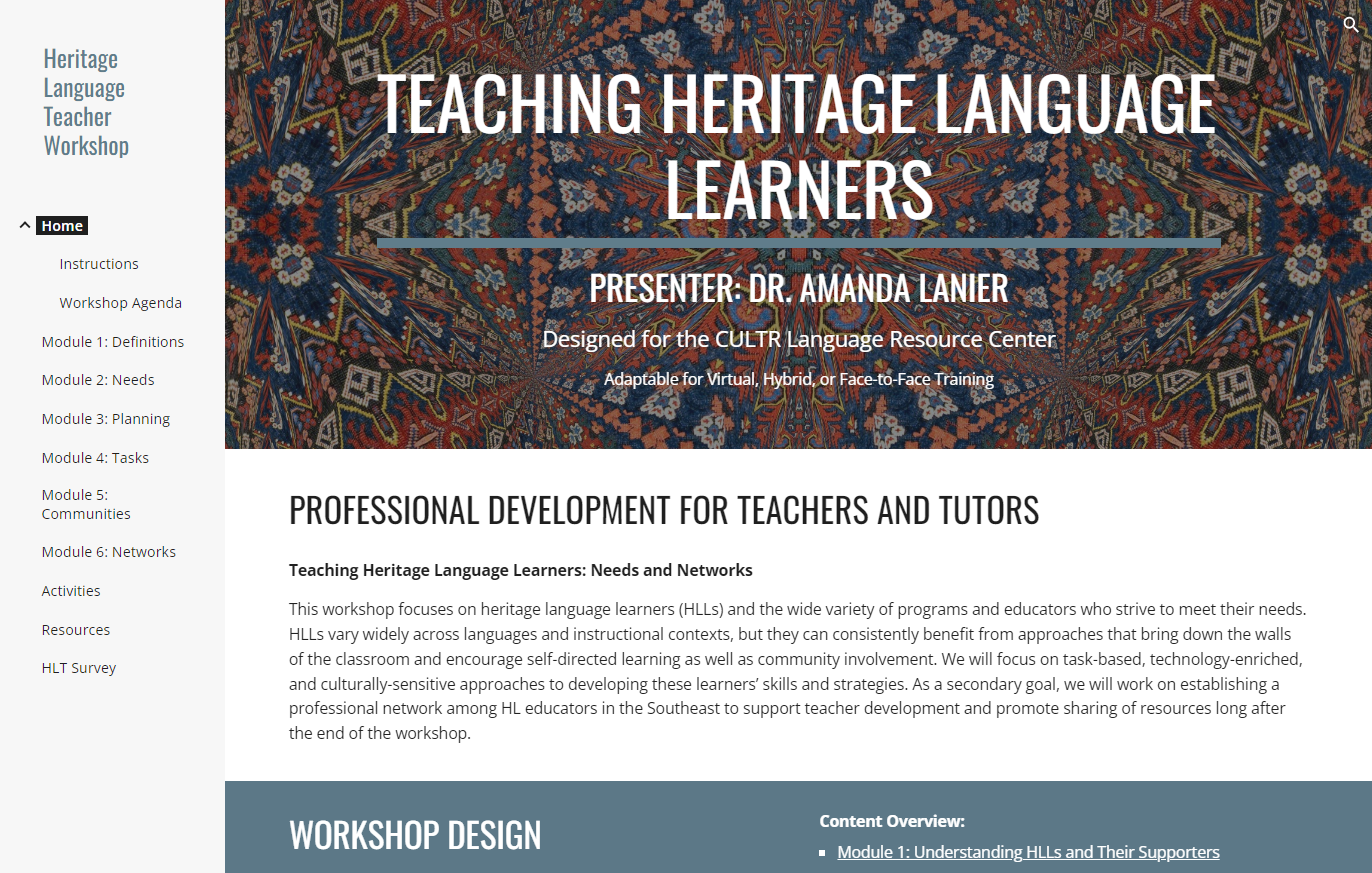 Teaching Heritage Learners Workshop