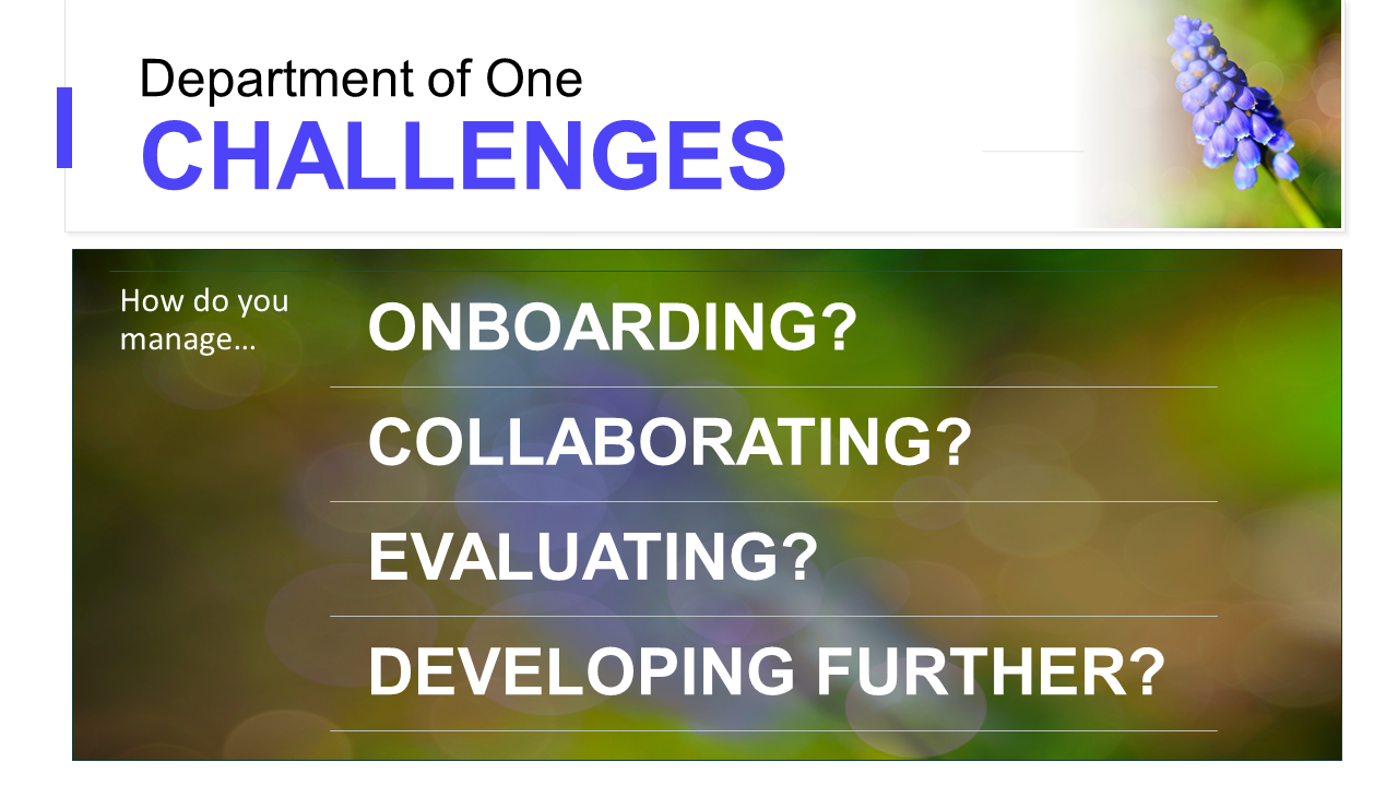 Department of One challenges